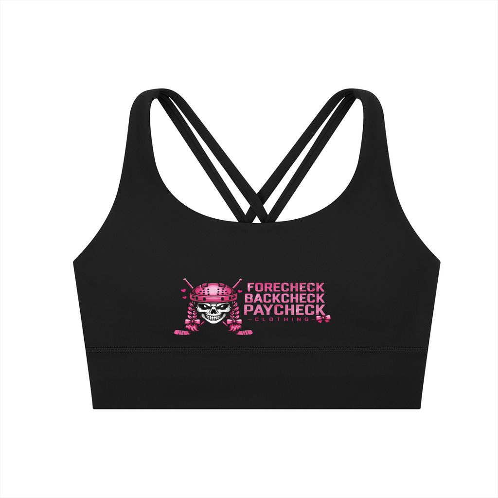 Strappy Criss-Cross Sports Bra Hockey Sniper