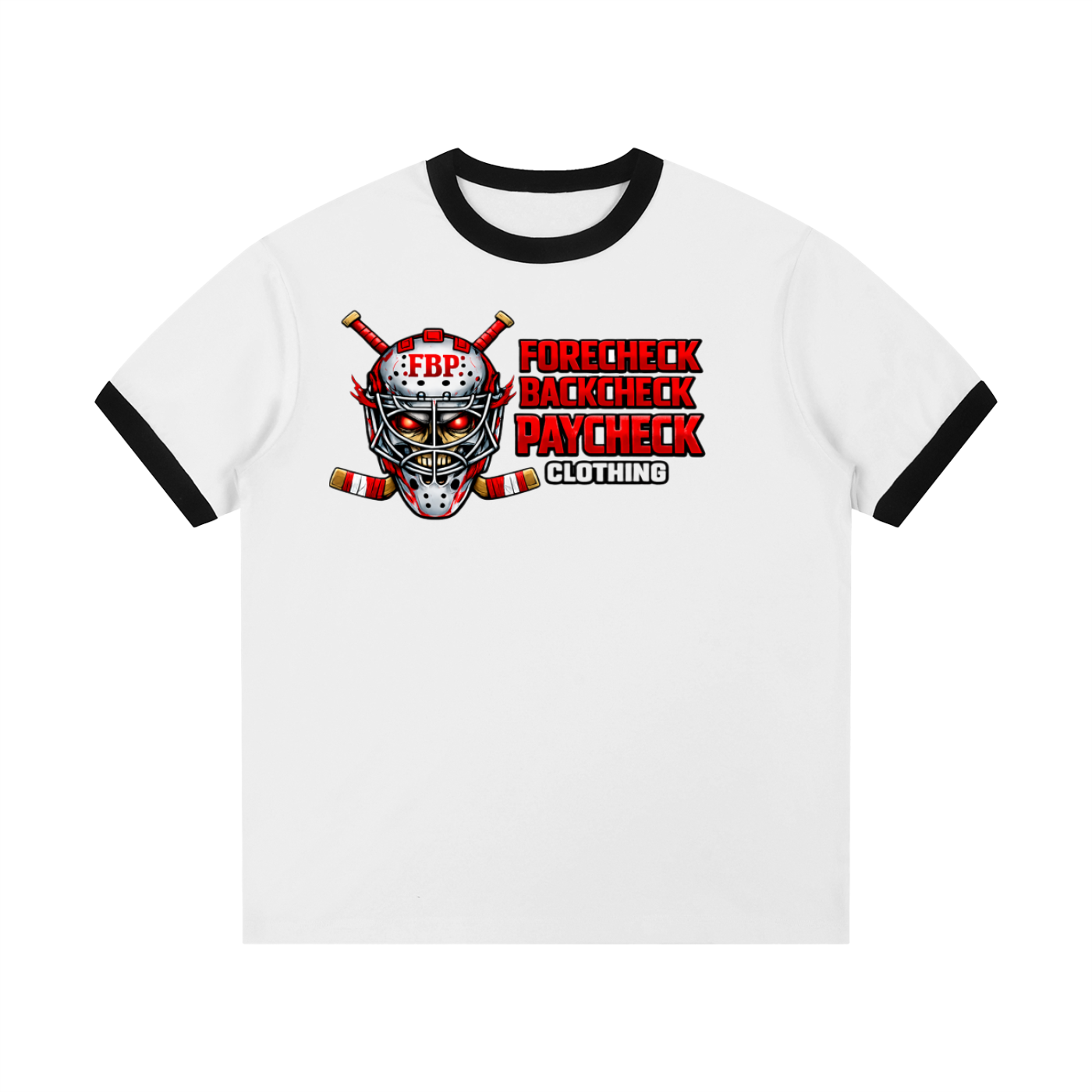 Contrast Edge Ribbed Crewneck T-Shirt Goalie Warrior