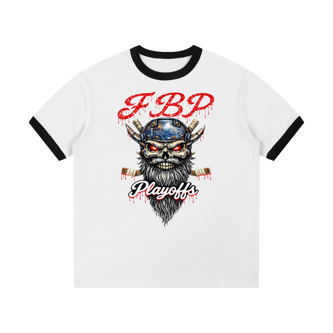 Contrast Edge Ribbed Crewneck T-Shirt Playoff